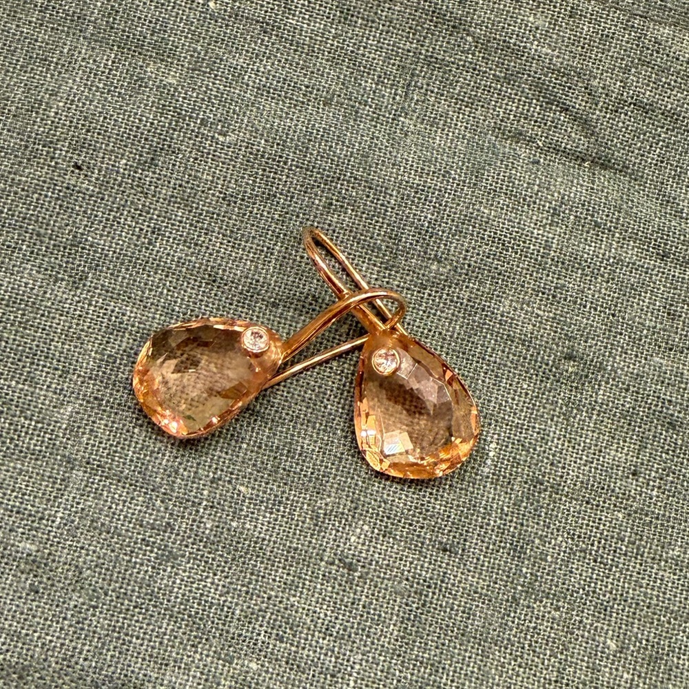 Swarovski Citrine Drop Earrings • Gold Tone Sparkle • Holiday Gift Jewelry